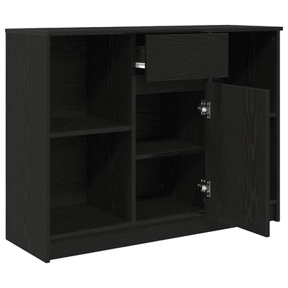 vidaXL Sideboard with Drawer Black Oak 101x35x76 cm Engineered Wood