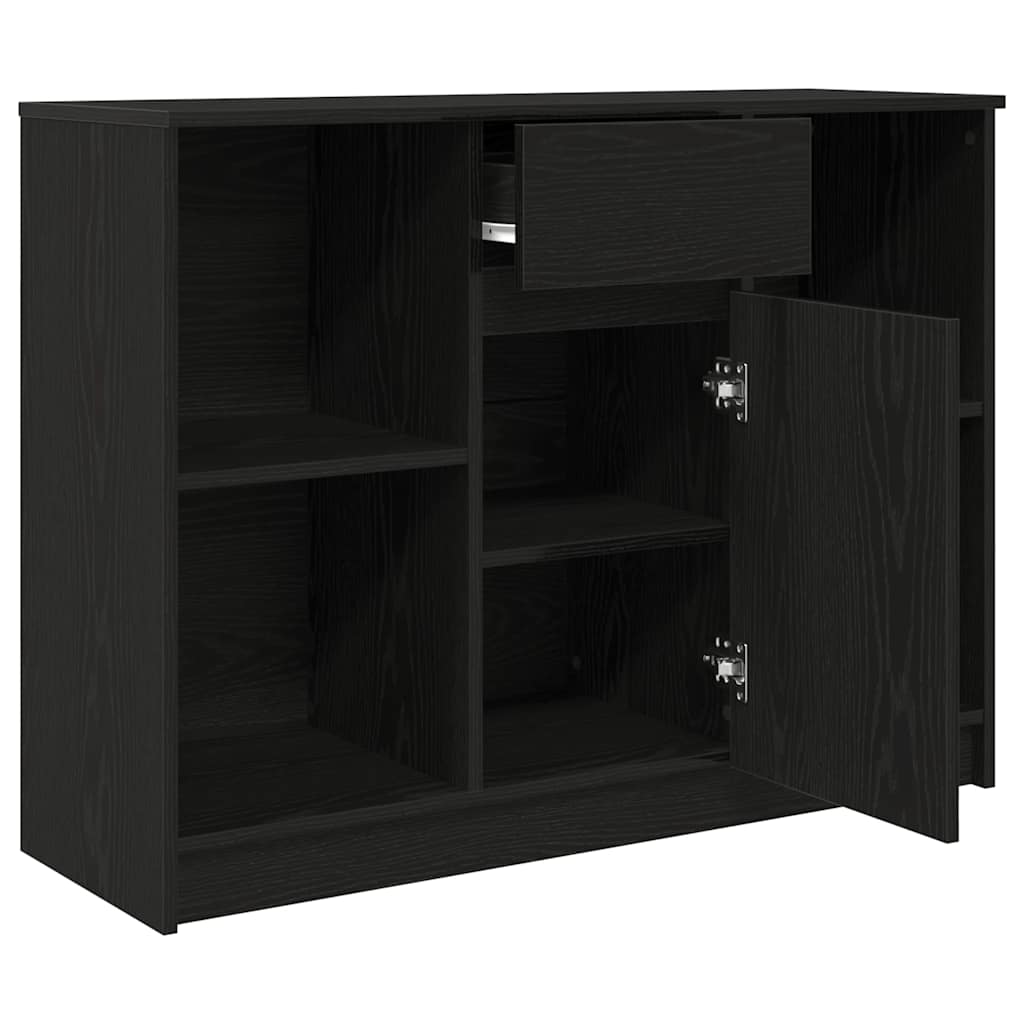 vidaXL Sideboard with Drawer Black Oak 101x35x76 cm Engineered Wood