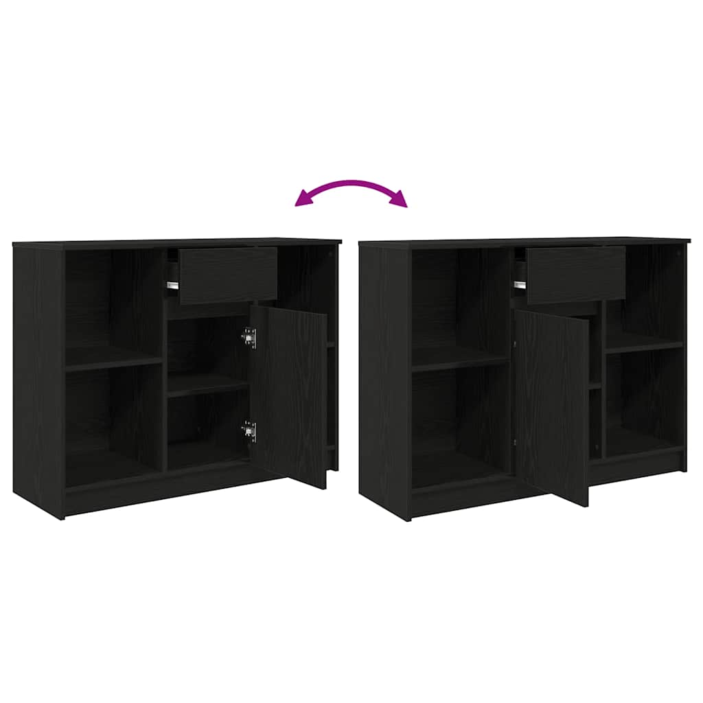 vidaXL Sideboard with Drawer Black Oak 101x35x76 cm Engineered Wood