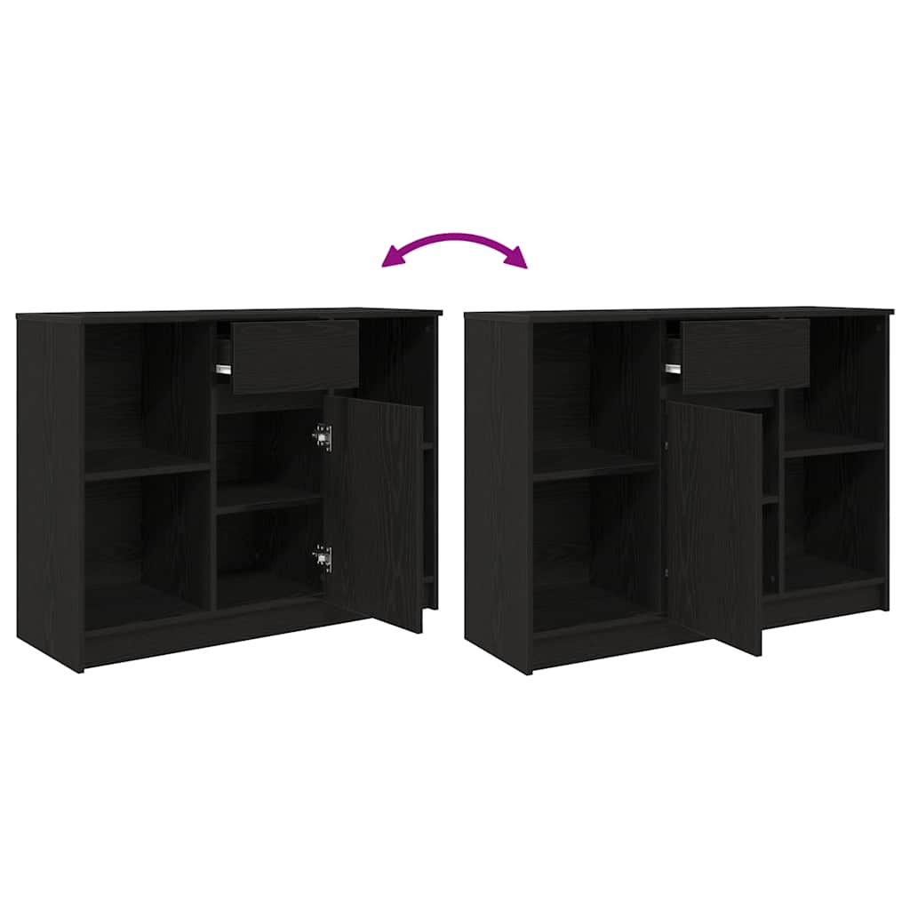 vidaXL Sideboard with Drawer Black Oak 101x35x76 cm Engineered Wood