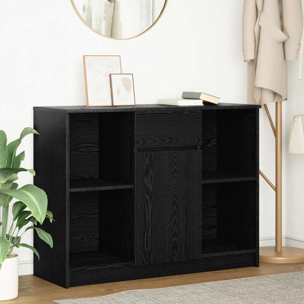 vidaXL Sideboard with Drawer Black Oak 101x35x76 cm Engineered Wood