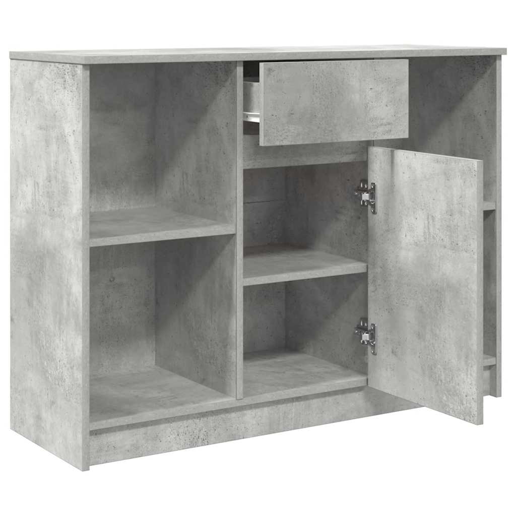 vidaXL Sideboard with Drawer Concrete Grey 101x35x76 cm Engineered Wood