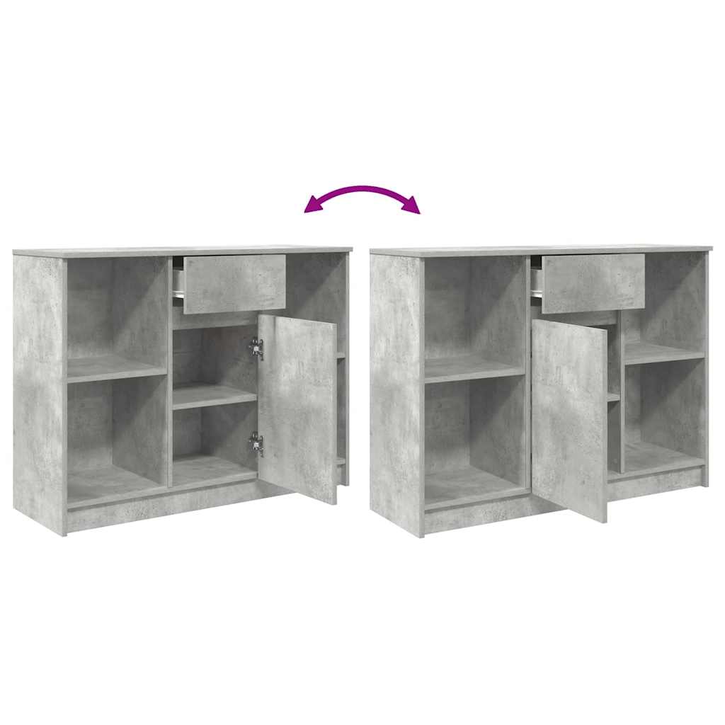 vidaXL Sideboard with Drawer Concrete Grey 101x35x76 cm Engineered Wood