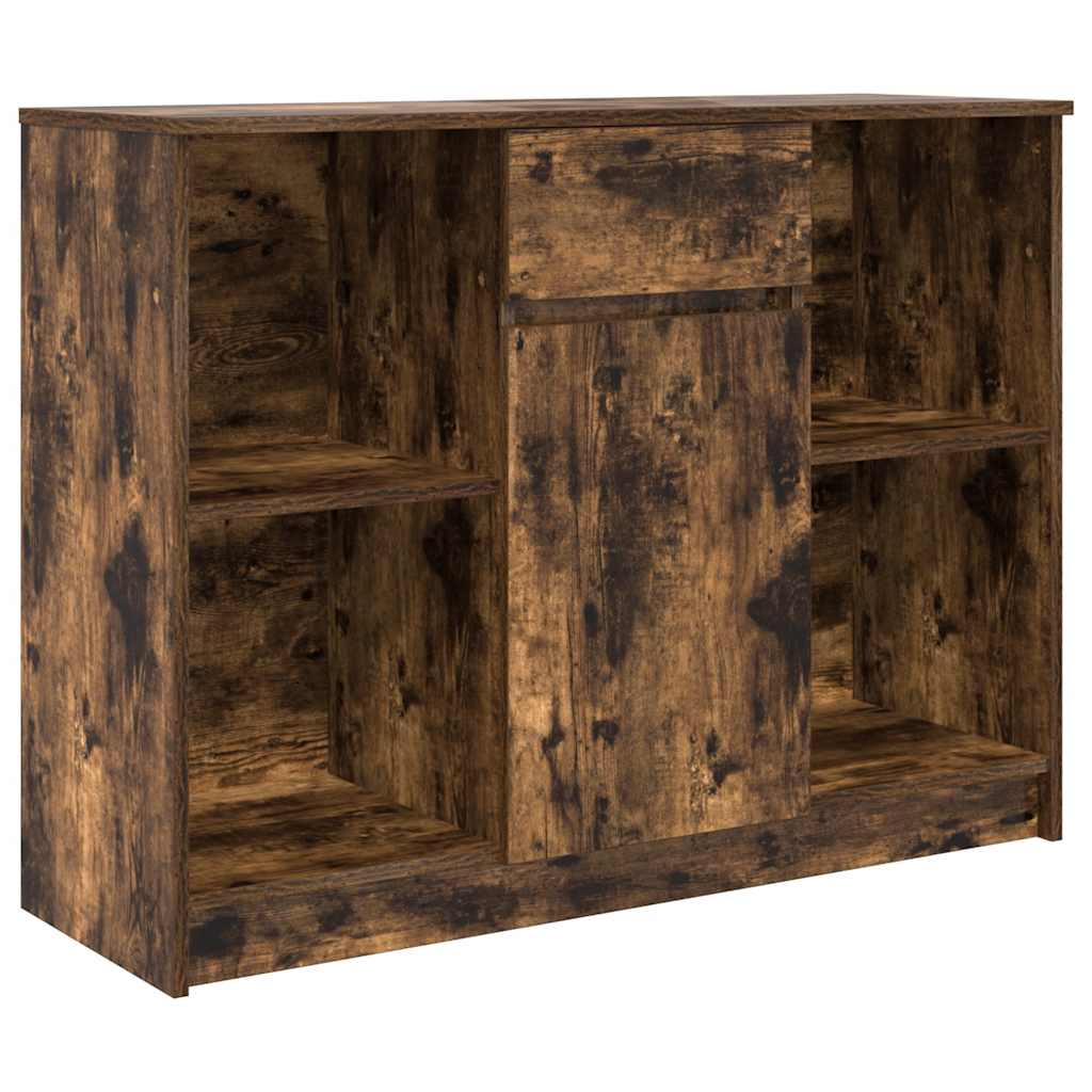 vidaXL Sideboard with Drawer Smoked Oak 101x35x76 cm Engineered Wood