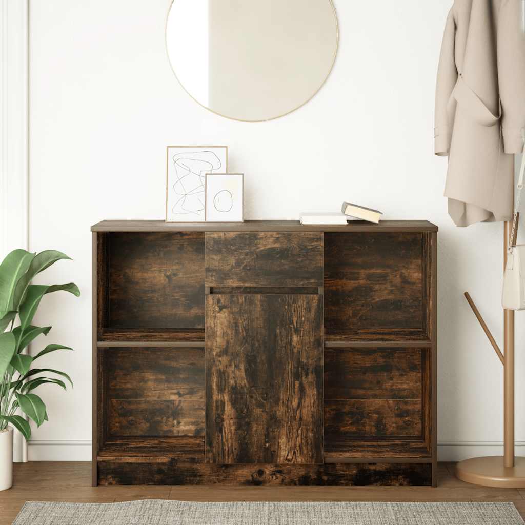 vidaXL Sideboard with Drawer Smoked Oak 101x35x76 cm Engineered Wood