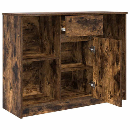 vidaXL Sideboard with Drawer Smoked Oak 101x35x76 cm Engineered Wood