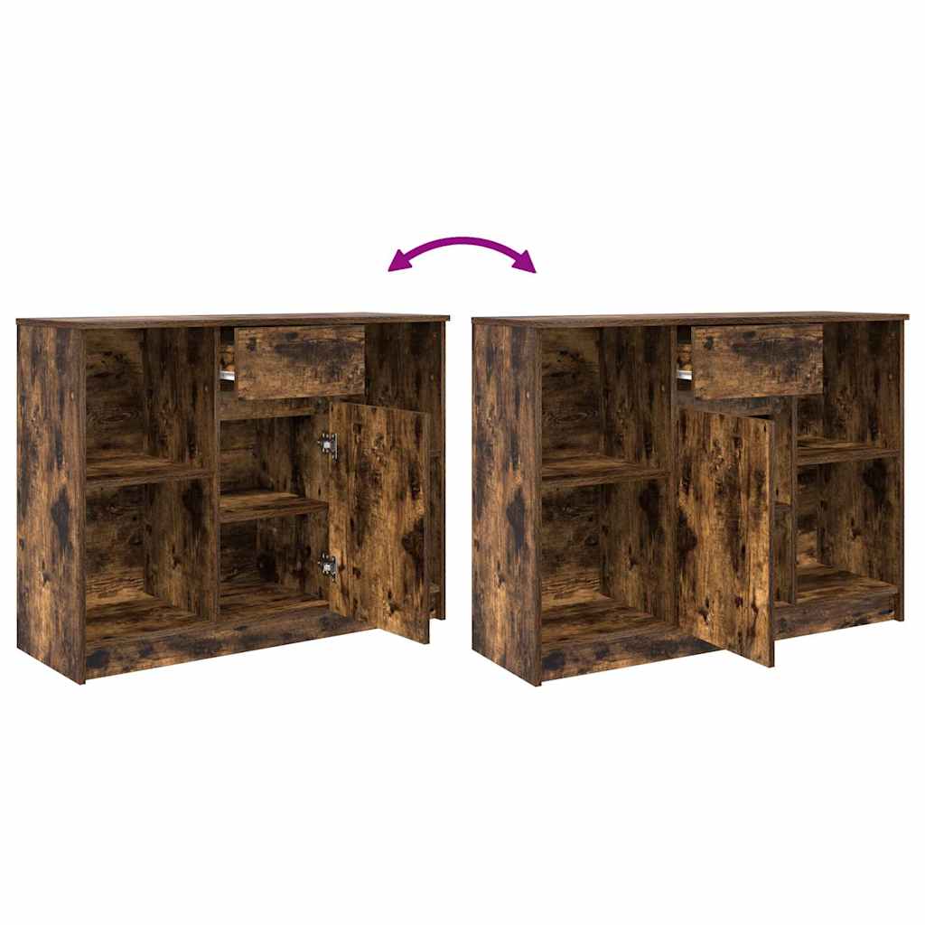 vidaXL Sideboard with Drawer Smoked Oak 101x35x76 cm Engineered Wood