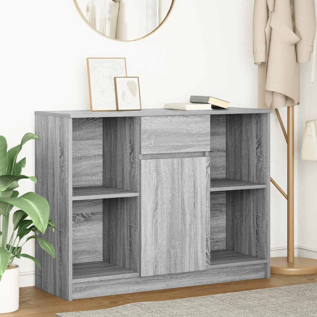 vidaXL Sideboard with Drawer Grey Sonoma 101x35x76 cm Engineered Wood