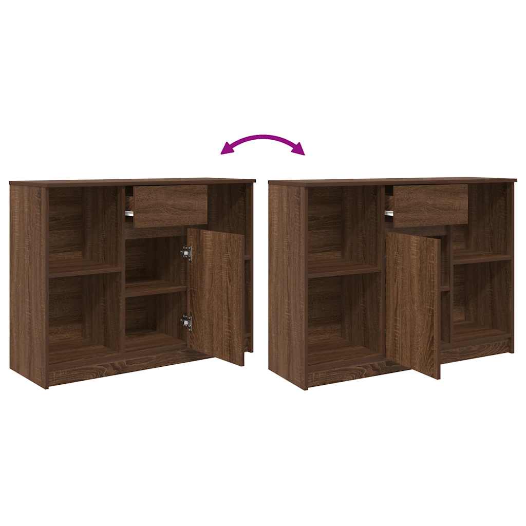 vidaXL Sideboard with Drawer Brown Oak 101x35x76 cm Engineered Wood