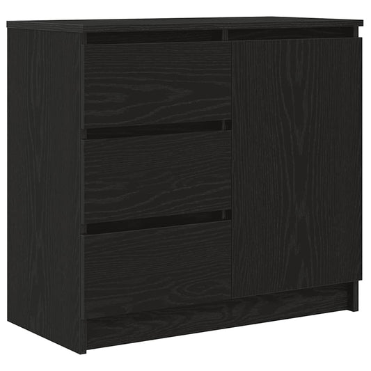 vidaXL Sideboard with Drawer Black Oak 71x35x65 cm Engineered Wood