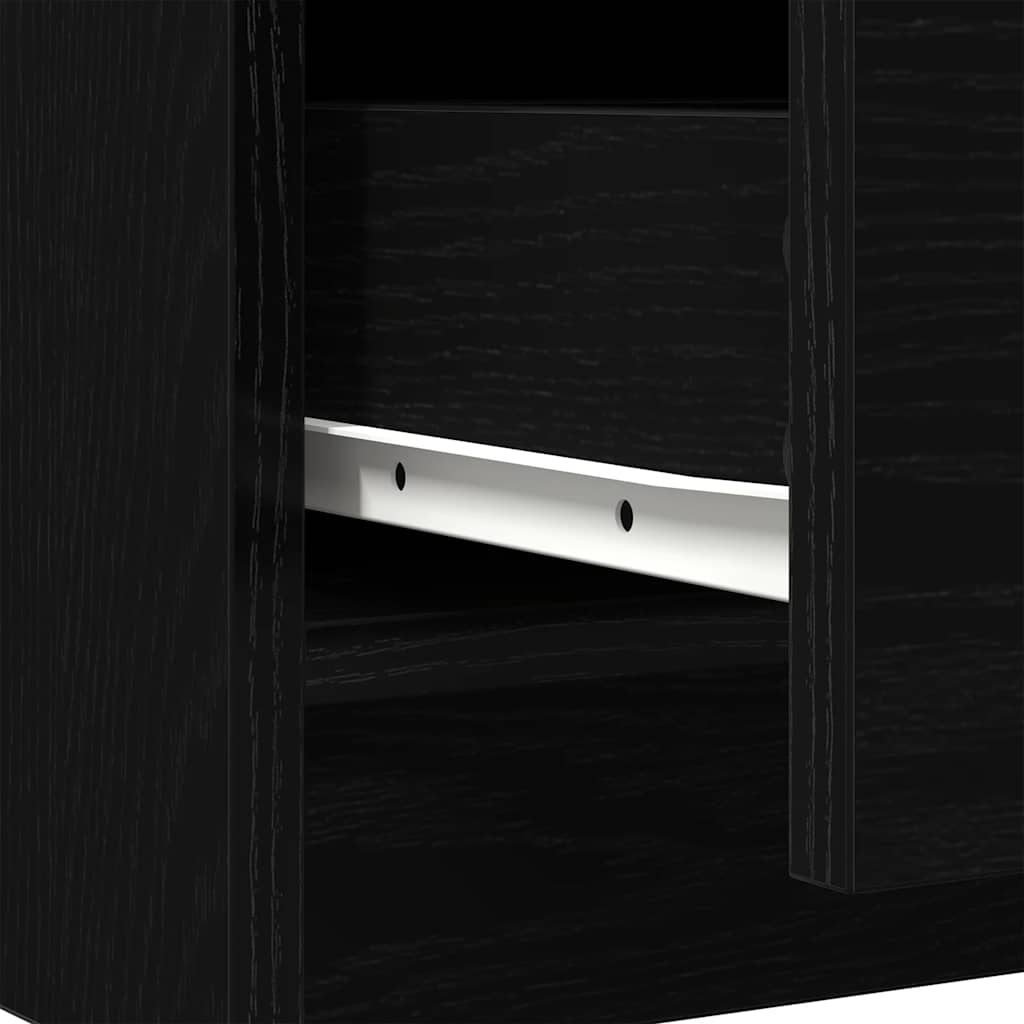 vidaXL Sideboard with Drawer Black Oak 71x35x65 cm Engineered Wood