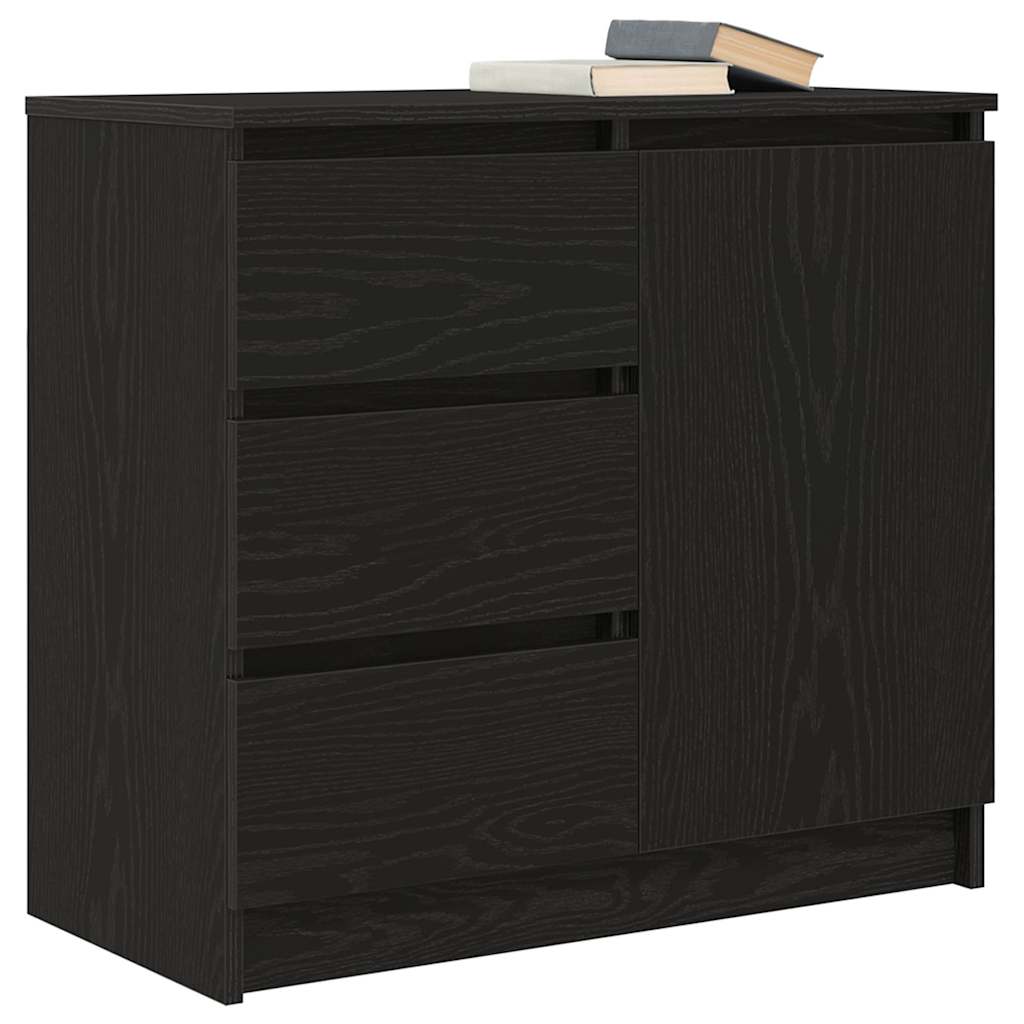 vidaXL Sideboard with Drawer Black Oak 71x35x65 cm Engineered Wood