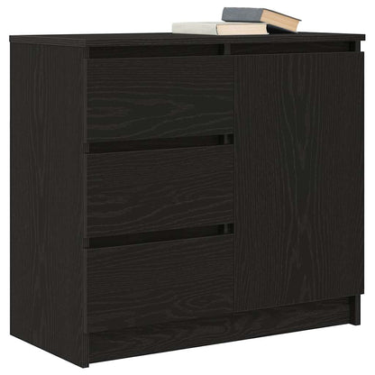vidaXL Sideboard with Drawer Black Oak 71x35x65 cm Engineered Wood