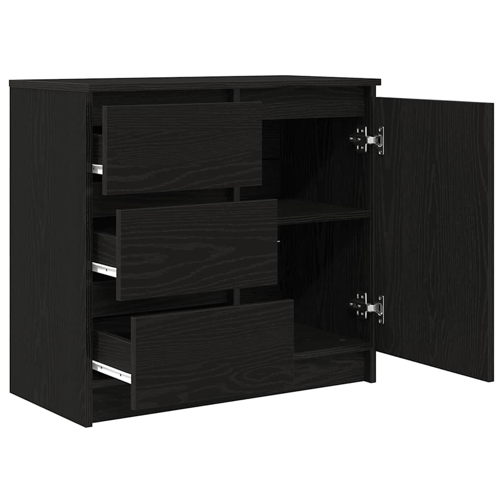 vidaXL Sideboard with Drawer Black Oak 71x35x65 cm Engineered Wood