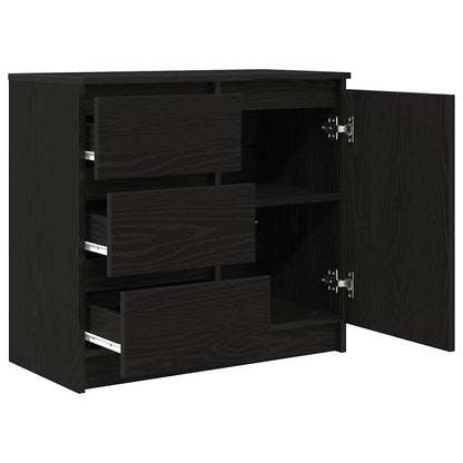 vidaXL Sideboard with Drawer Black Oak 71x35x65 cm Engineered Wood