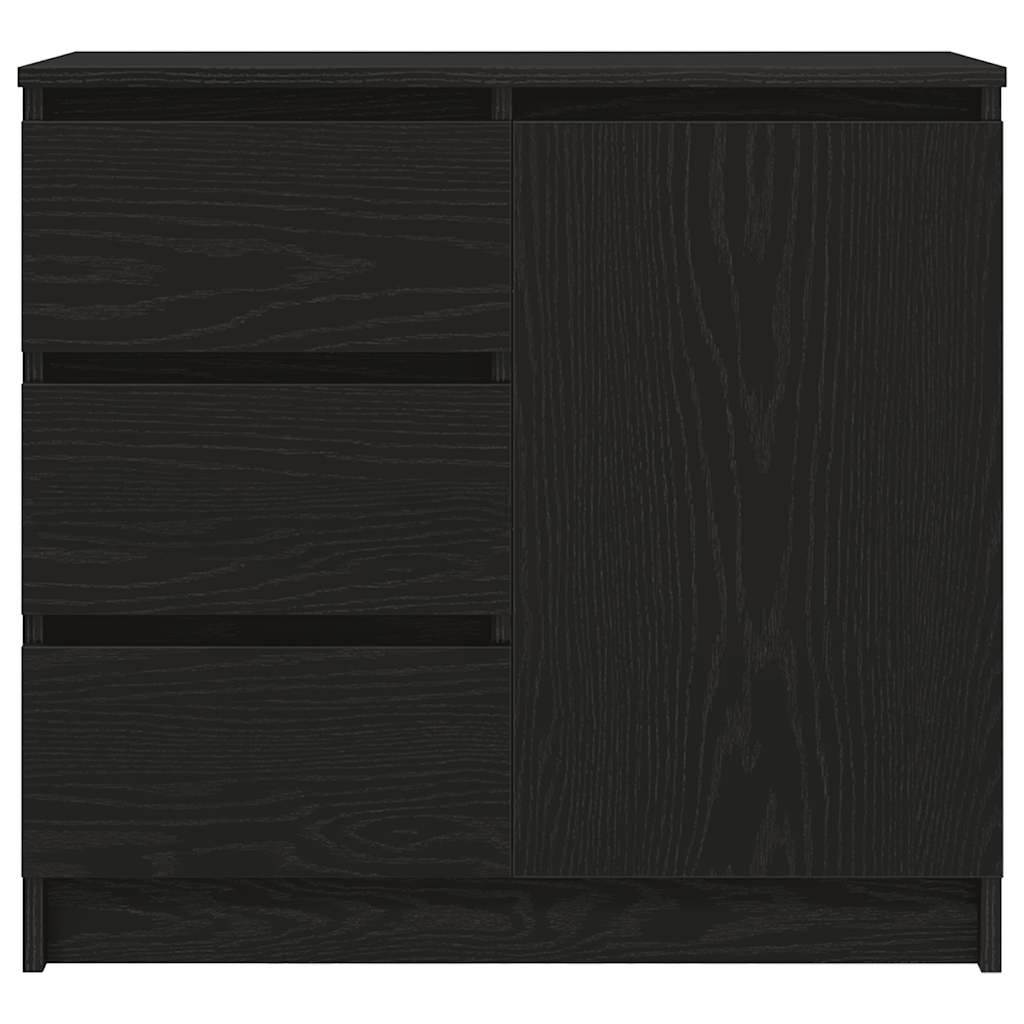 vidaXL Sideboard with Drawer Black Oak 71x35x65 cm Engineered Wood