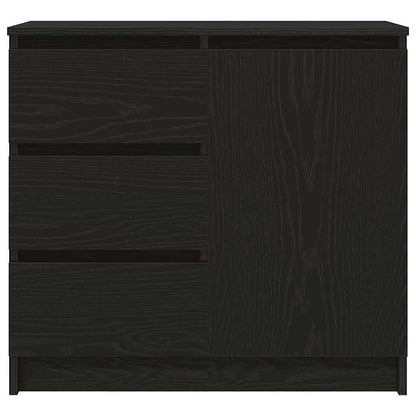 vidaXL Sideboard with Drawer Black Oak 71x35x65 cm Engineered Wood