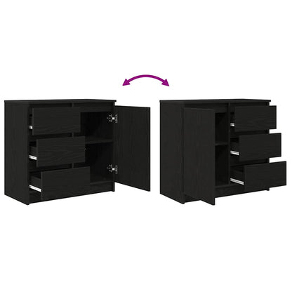 vidaXL Sideboard with Drawer Black Oak 71x35x65 cm Engineered Wood