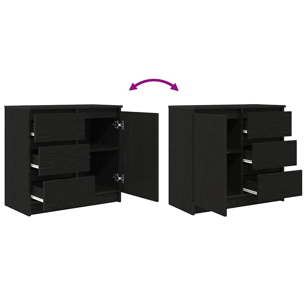 vidaXL Sideboard with Drawer Black Oak 71x35x65 cm Engineered Wood