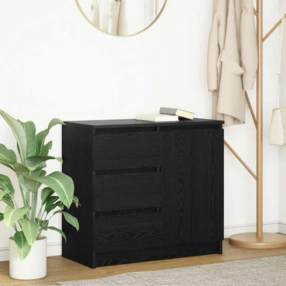 vidaXL Sideboard with Drawer Black Oak 71x35x65 cm Engineered Wood