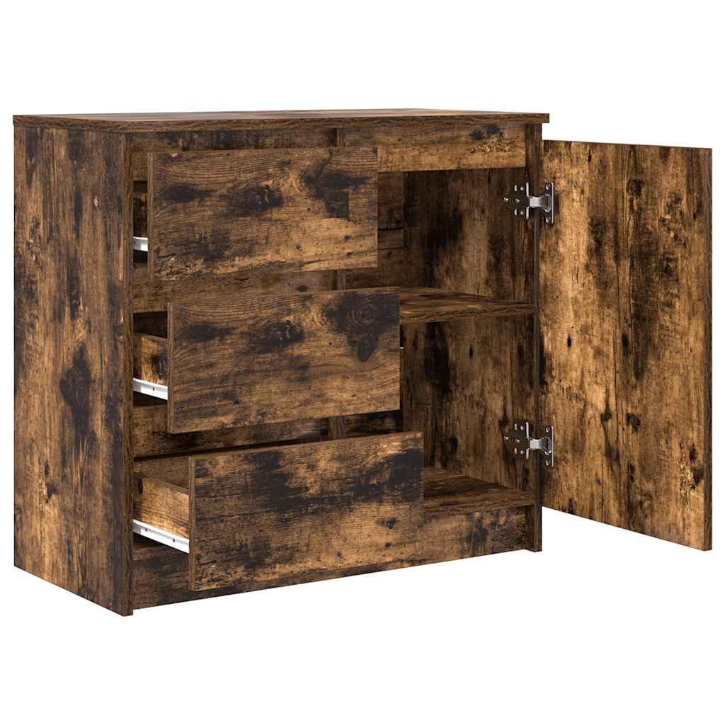 vidaXL Sideboard with Drawer Smoked Oak 71x35x65 cm Engineered Wood