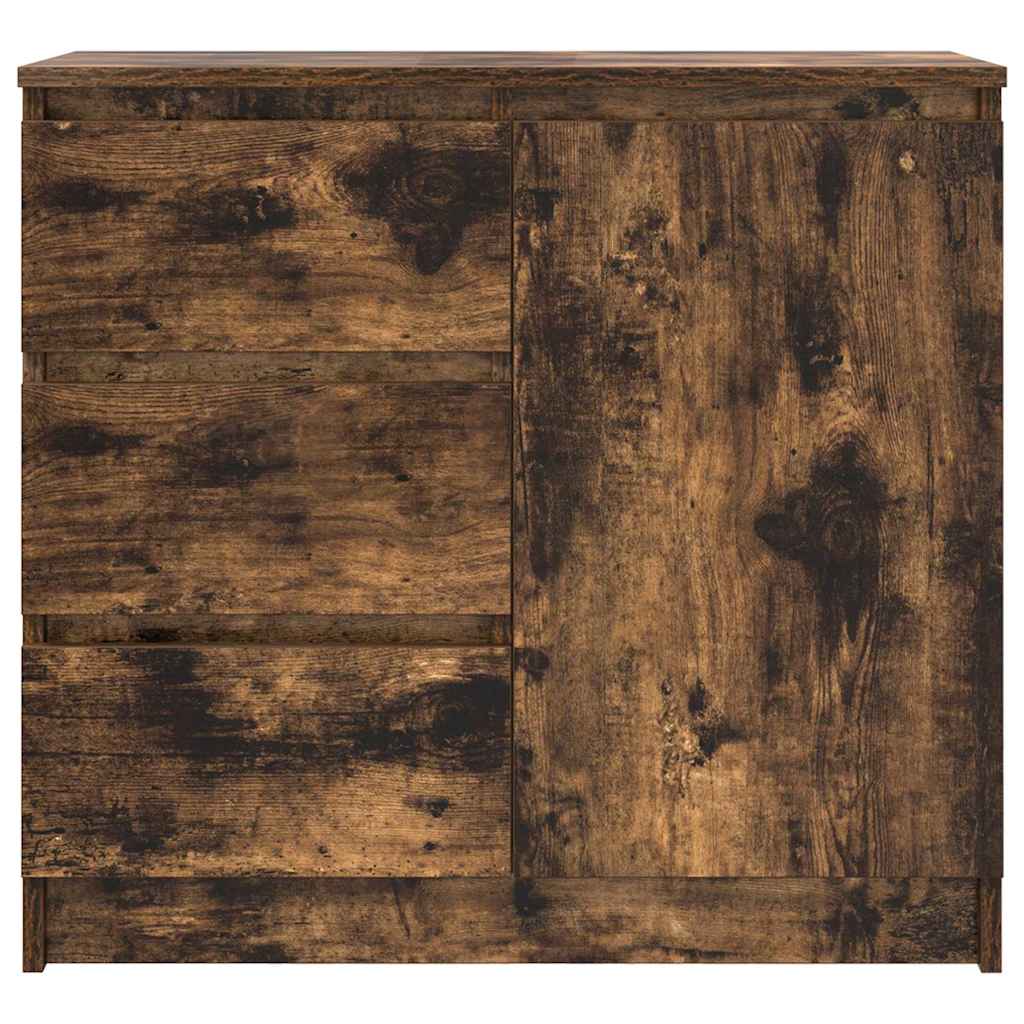 vidaXL Sideboard with Drawer Smoked Oak 71x35x65 cm Engineered Wood