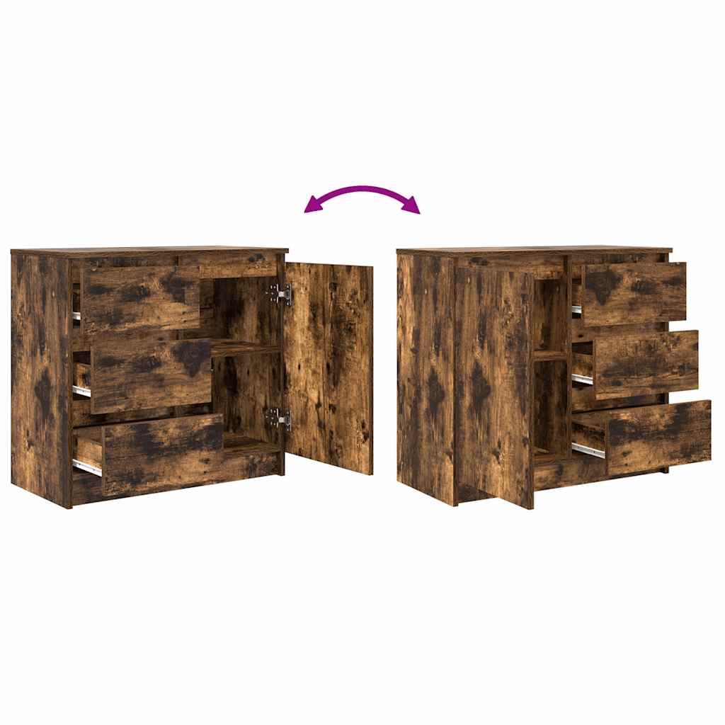vidaXL Sideboard with Drawer Smoked Oak 71x35x65 cm Engineered Wood