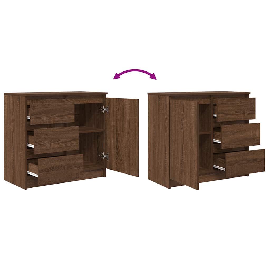 vidaXL Sideboard with Drawer Brown Oak 71x35x65 cm Engineered Wood