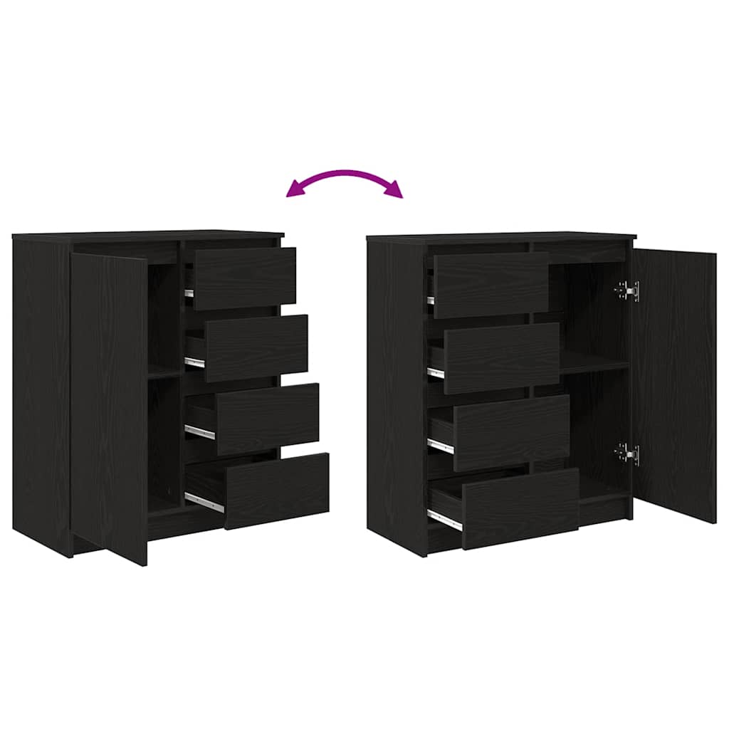 vidaXL Sideboard with Drawers Black Oak 71x35x84 cm Engineered Wood