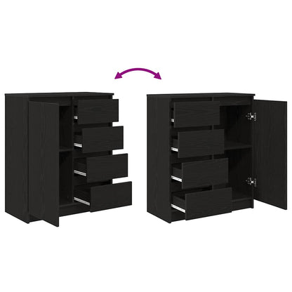 vidaXL Sideboard with Drawers Black Oak 71x35x84 cm Engineered Wood