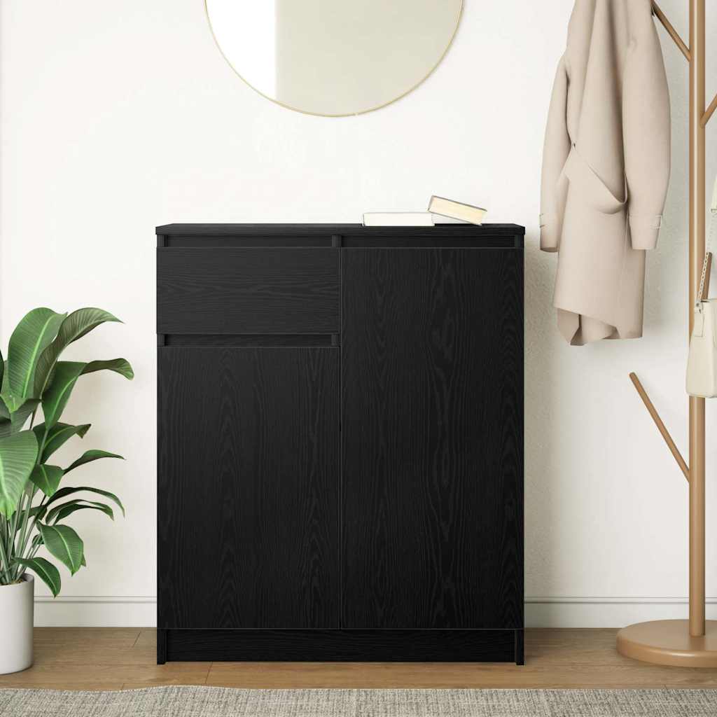 vidaXL Sideboard with Drawer Black Oak 71x35x84 cm Engineered Wood