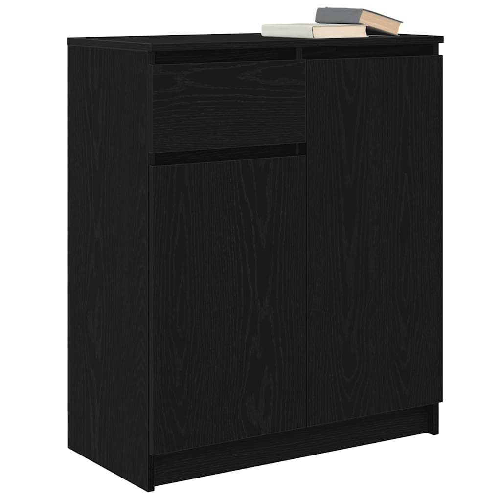 vidaXL Sideboard with Drawer Black Oak 71x35x84 cm Engineered Wood