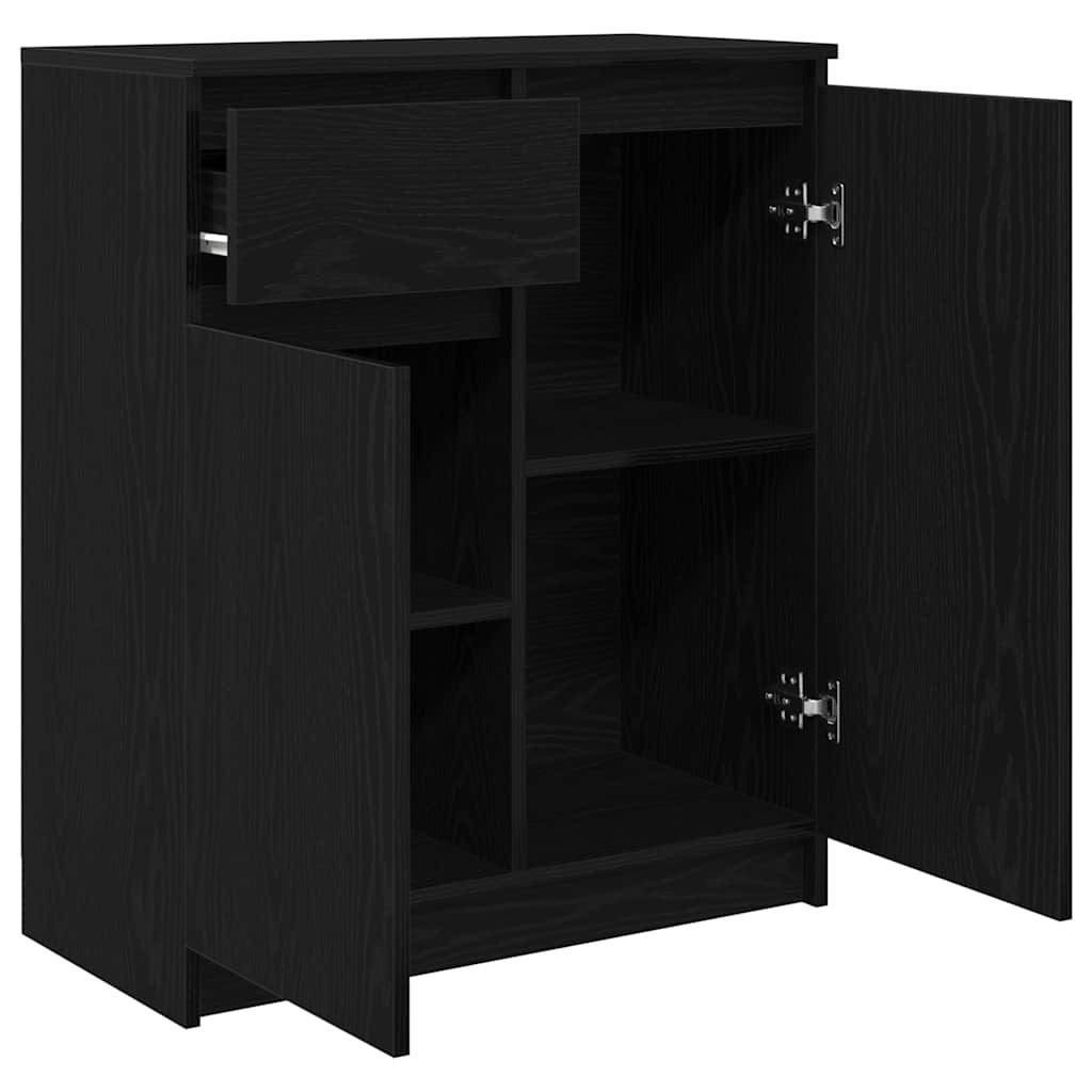 vidaXL Sideboard with Drawer Black Oak 71x35x84 cm Engineered Wood