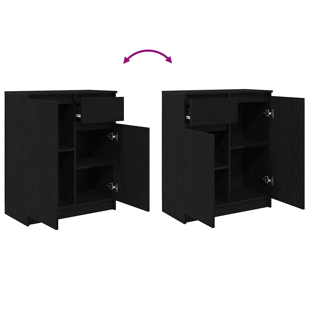 vidaXL Sideboard with Drawer Black Oak 71x35x84 cm Engineered Wood