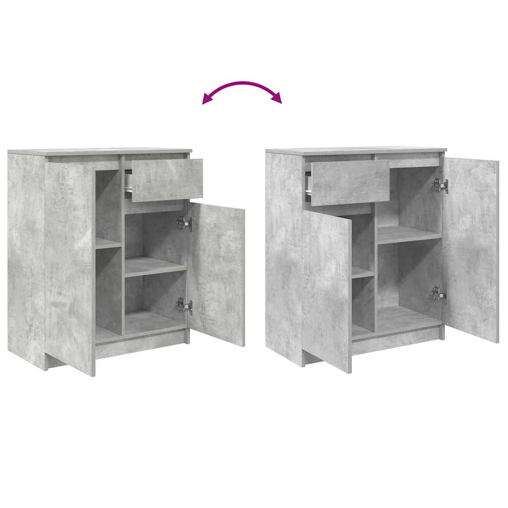 vidaXL Sideboard with Drawer Concrete Grey 71x35x84 cm Engineered Wood