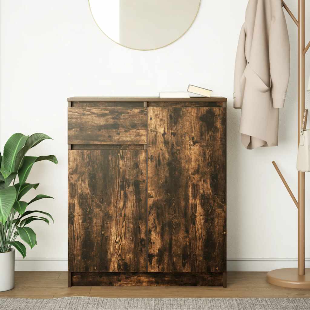 vidaXL Sideboard with Drawer Smoked Oak 71x35x84 cm Engineered Wood