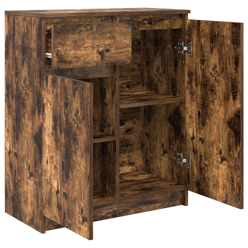 vidaXL Sideboard with Drawer Smoked Oak 71x35x84 cm Engineered Wood