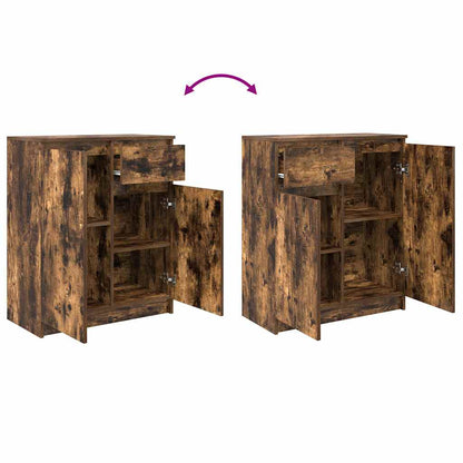 vidaXL Sideboard with Drawer Smoked Oak 71x35x84 cm Engineered Wood