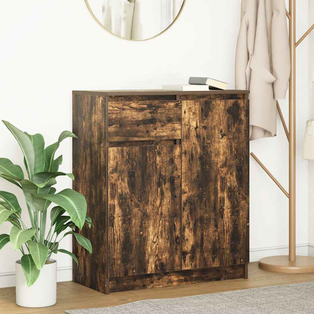 vidaXL Sideboard with Drawer Smoked Oak 71x35x84 cm Engineered Wood