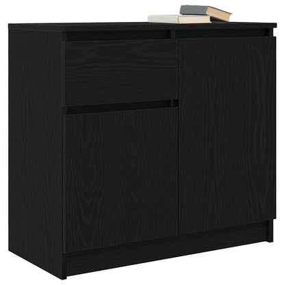 vidaXL Sideboard with Drawer Black Oak 71x35x65 cm Engineered Wood