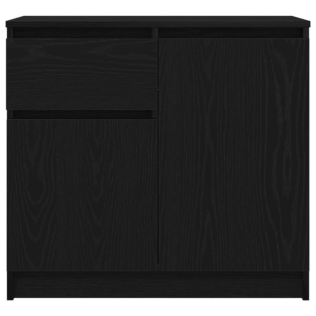 vidaXL Sideboard with Drawer Black Oak 71x35x65 cm Engineered Wood