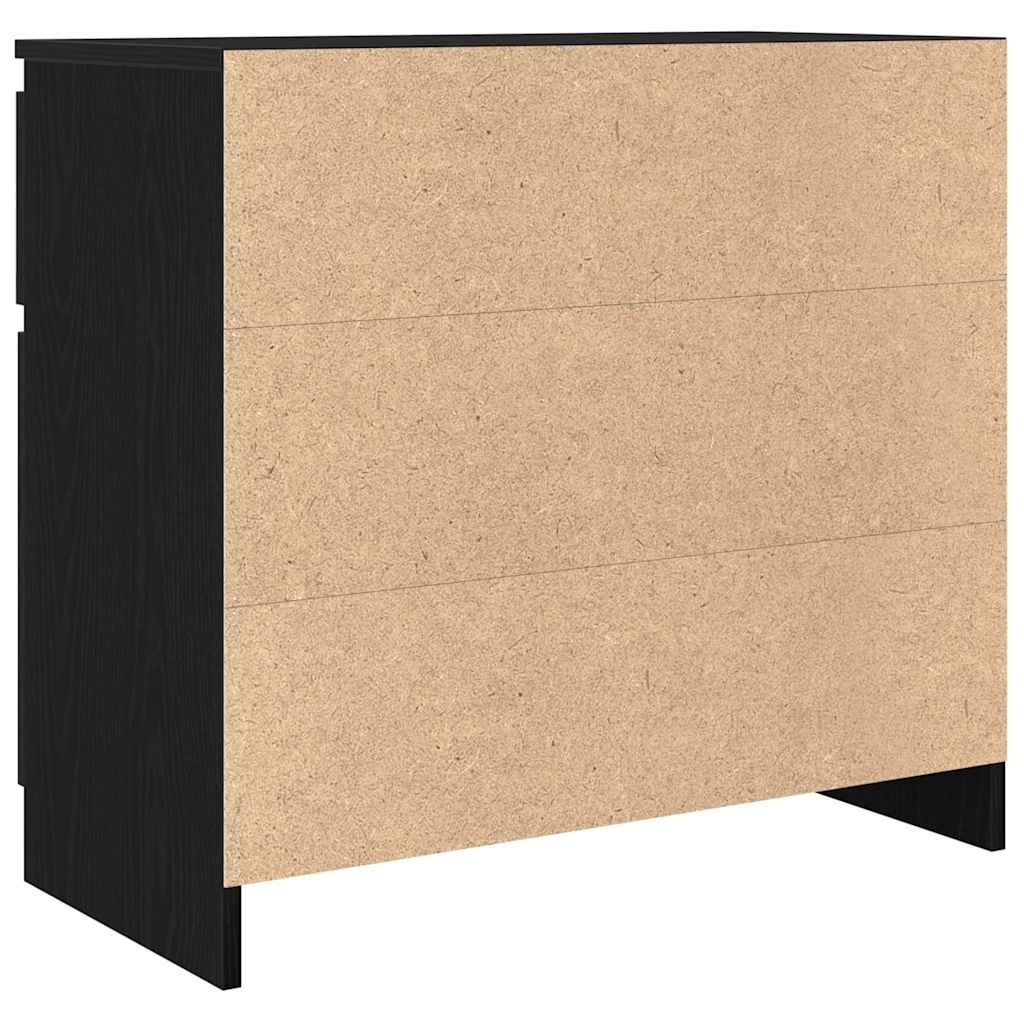 vidaXL Sideboard with Drawer Black Oak 71x35x65 cm Engineered Wood