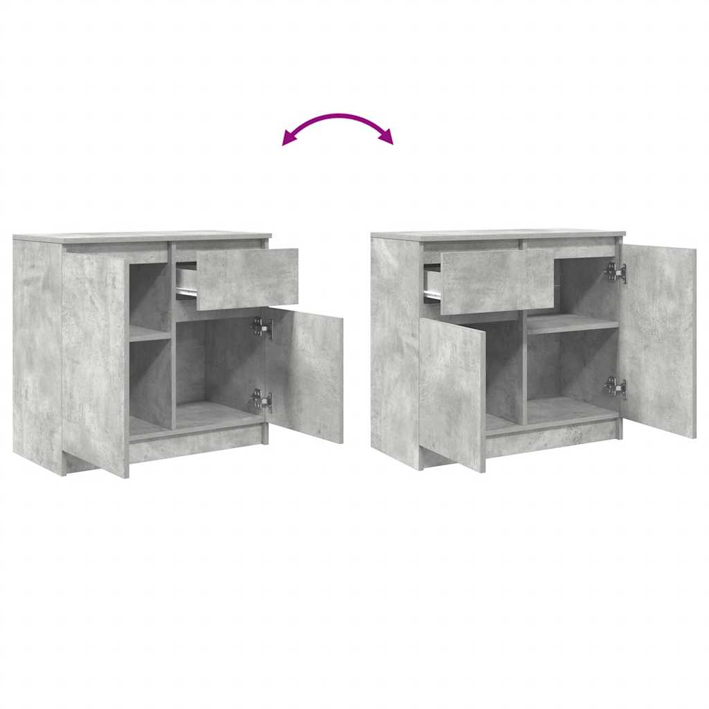 vidaXL Sideboard with Drawer Concrete Grey 71x35x65 cm Engineered Wood