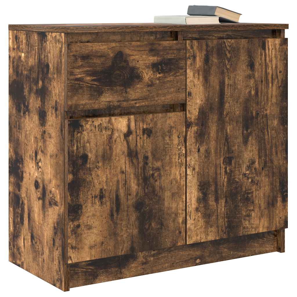vidaXL Sideboard with Drawer Smoked Oak 71x35x65 cm Engineered Wood