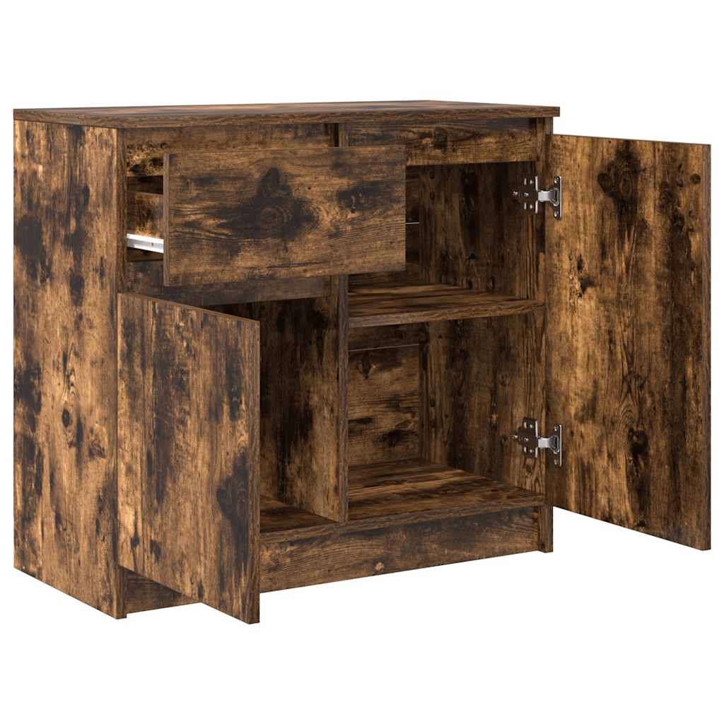 vidaXL Sideboard with Drawer Smoked Oak 71x35x65 cm Engineered Wood