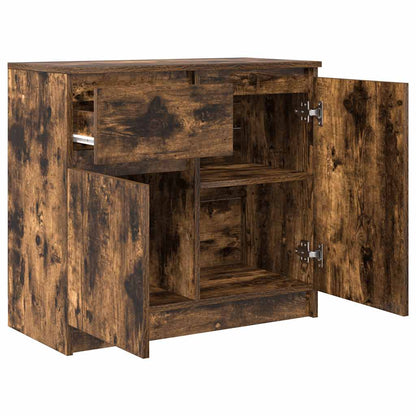 vidaXL Sideboard with Drawer Smoked Oak 71x35x65 cm Engineered Wood