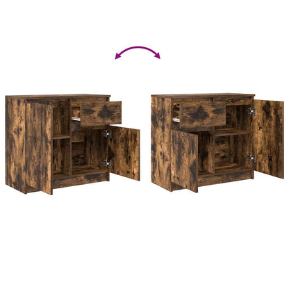 vidaXL Sideboard with Drawer Smoked Oak 71x35x65 cm Engineered Wood