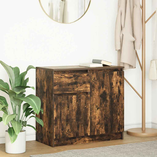 vidaXL Sideboard with Drawer Smoked Oak 71x35x65 cm Engineered Wood