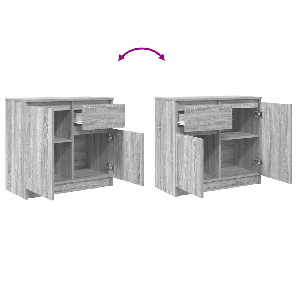 vidaXL Sideboard with Drawer Grey Sonoma 71x35x65 cm Engineered Wood