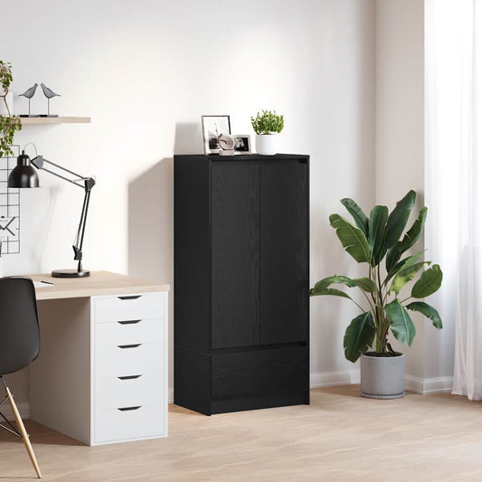 vidaXL Cabinet with Drawer Black Oak 55.5x34x119.5 cm Engineered Wood